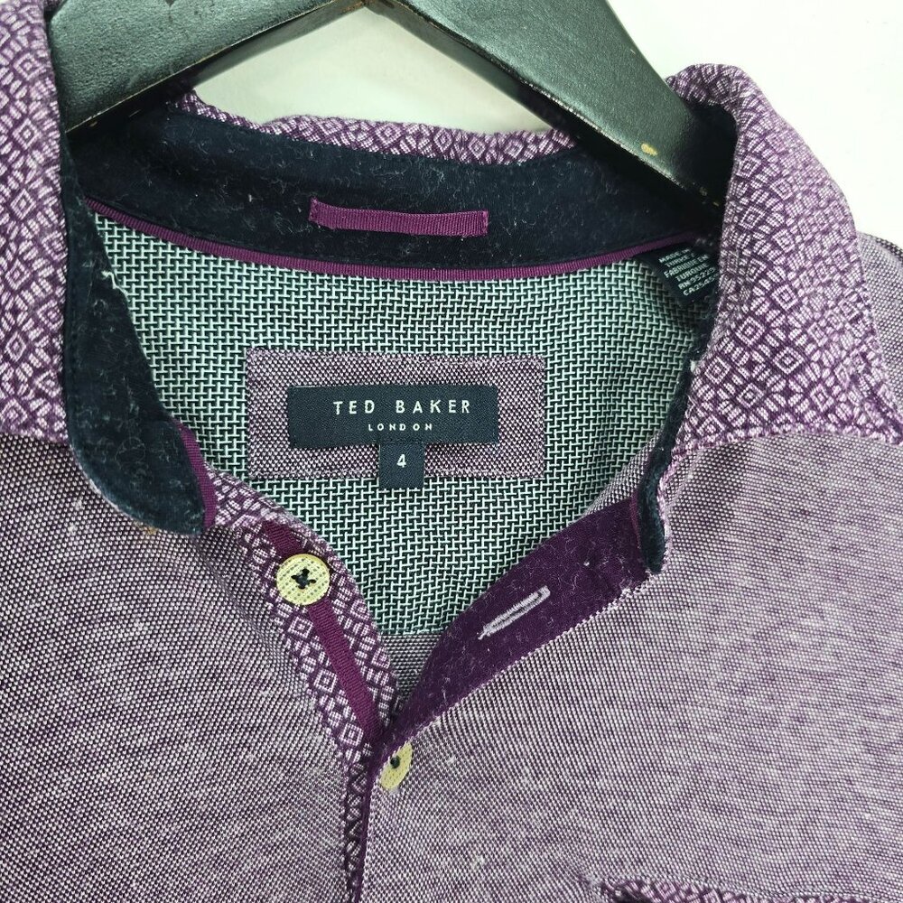 Ted Baker Purple Polo Shirt Men Size 4 / US Medium - Picture 4 of 7